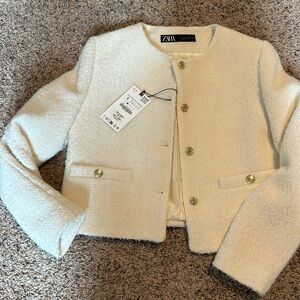 Zara white buttoned jacket
